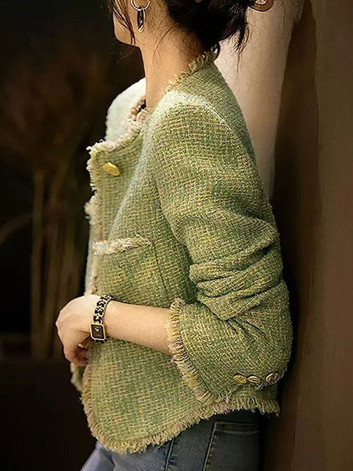 Drune | Elegante Rundhals-Tweedjacke