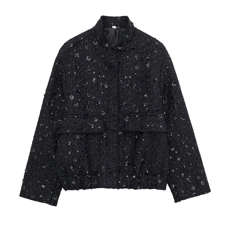 Drune | Damen Leichte Pailletten Kurze Jacke Stilvoll & Nett