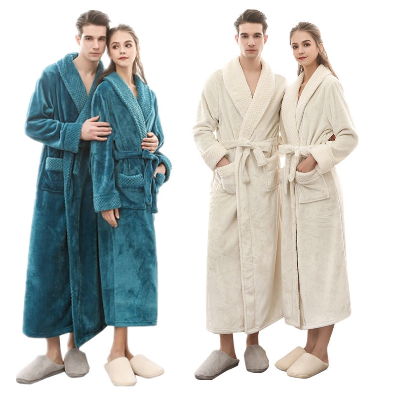 Drune | Eleganter Coral Fleece Flanell-Bademantel für Paare