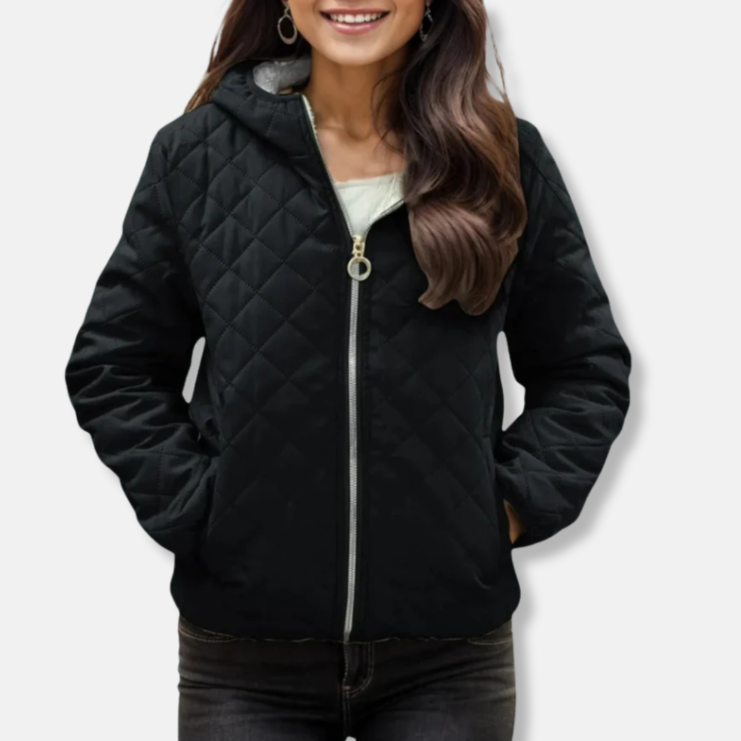 Drune | Damen Steppjacke – Lockere Passform – Rautensteppung – Mit Kapuze – Reißverschluss – Elastischer Saum