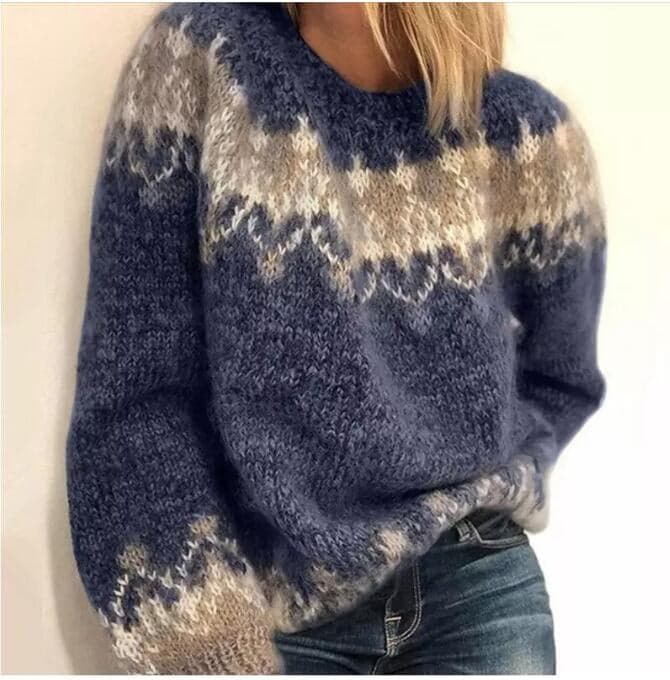 Drune | Strickpullover Weiche Wollmischung Nordisches Muster Lässige Passform