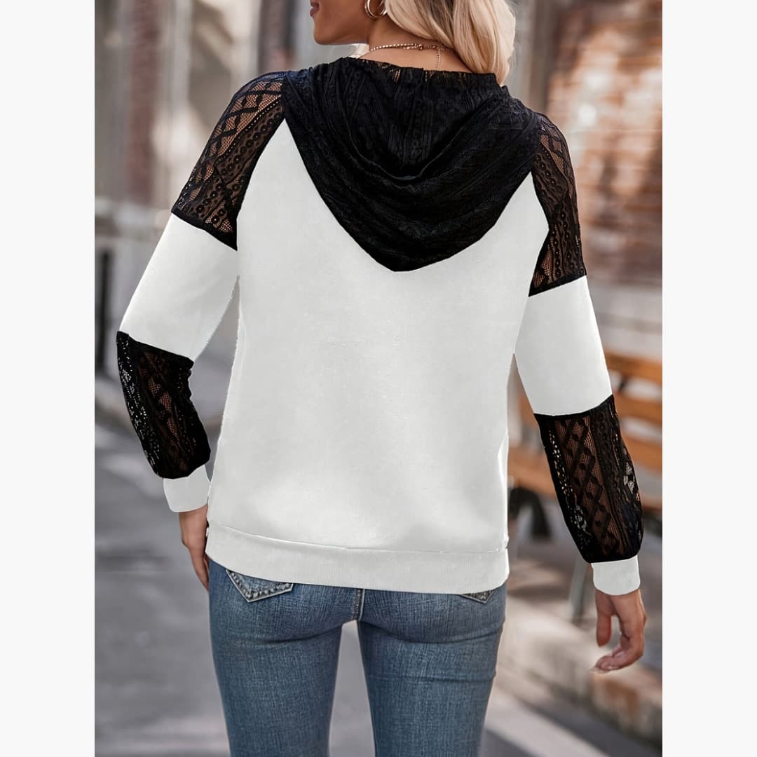 Drune | Stylischer Kapuzenpullover mit Spitze für Damen