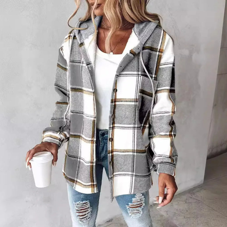 Drune | Kariertes Kapuzen-Sommerjacke für Damen