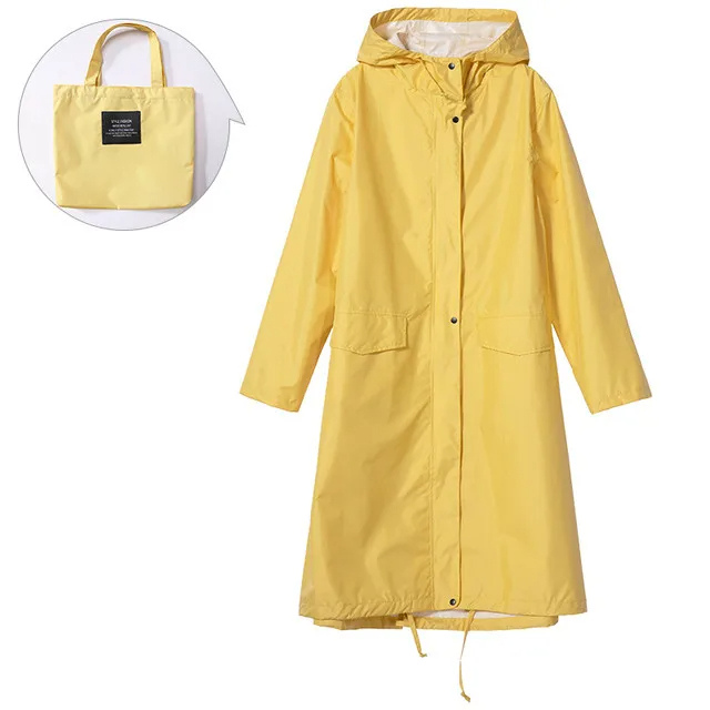 Damen Regenjacke Wasserdicht Lang Leicht mit Kapuze