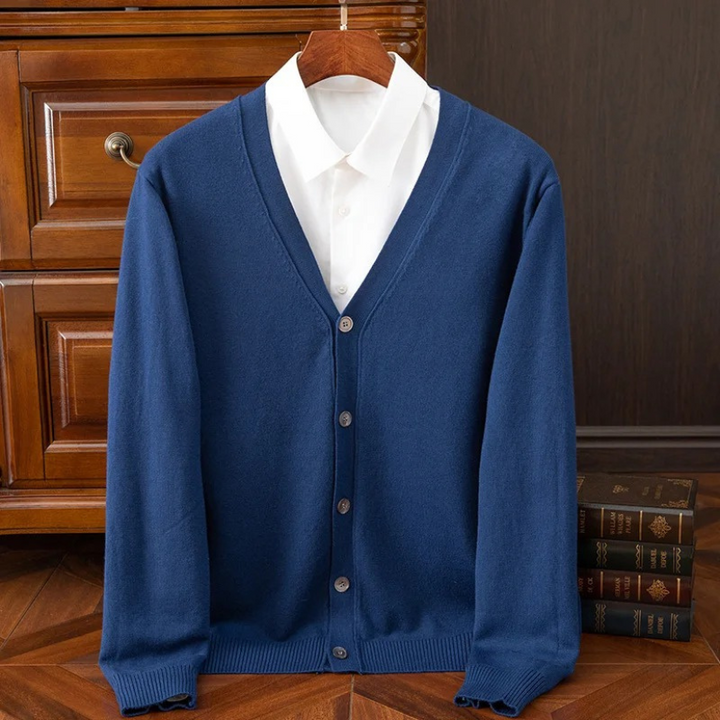 Drune | Herren Strickjacke Mit Knöpfen, Leichtes Material, V-ausschnitt, Klassischer Stil