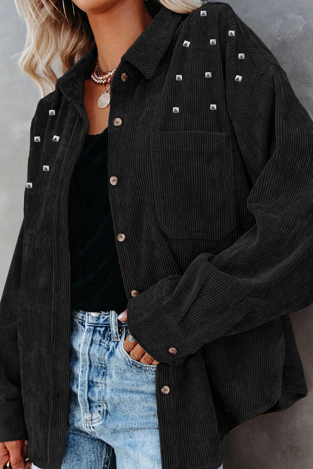 Drune | Cordura-hemdjacke mit Nieten Baumwollmischung Trendy und Modern
