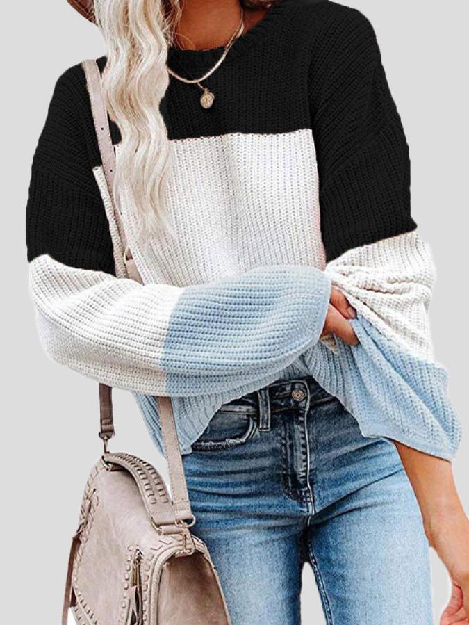 Drune | Cozy colorblock knit sweater for autumn layering.