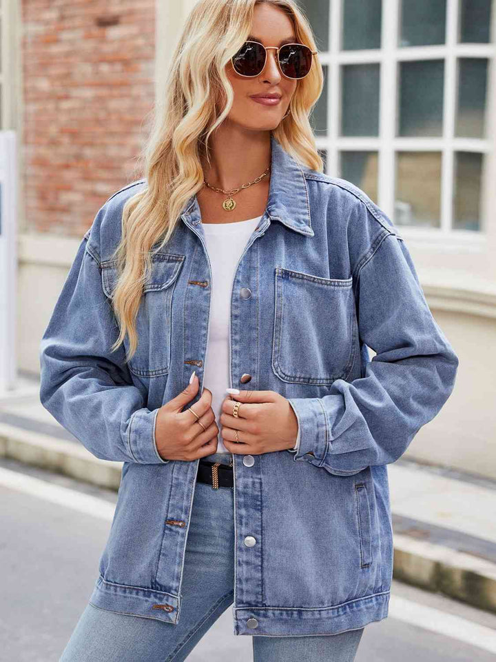 Drune | Knopf-Down Denimjacke mit Taschen