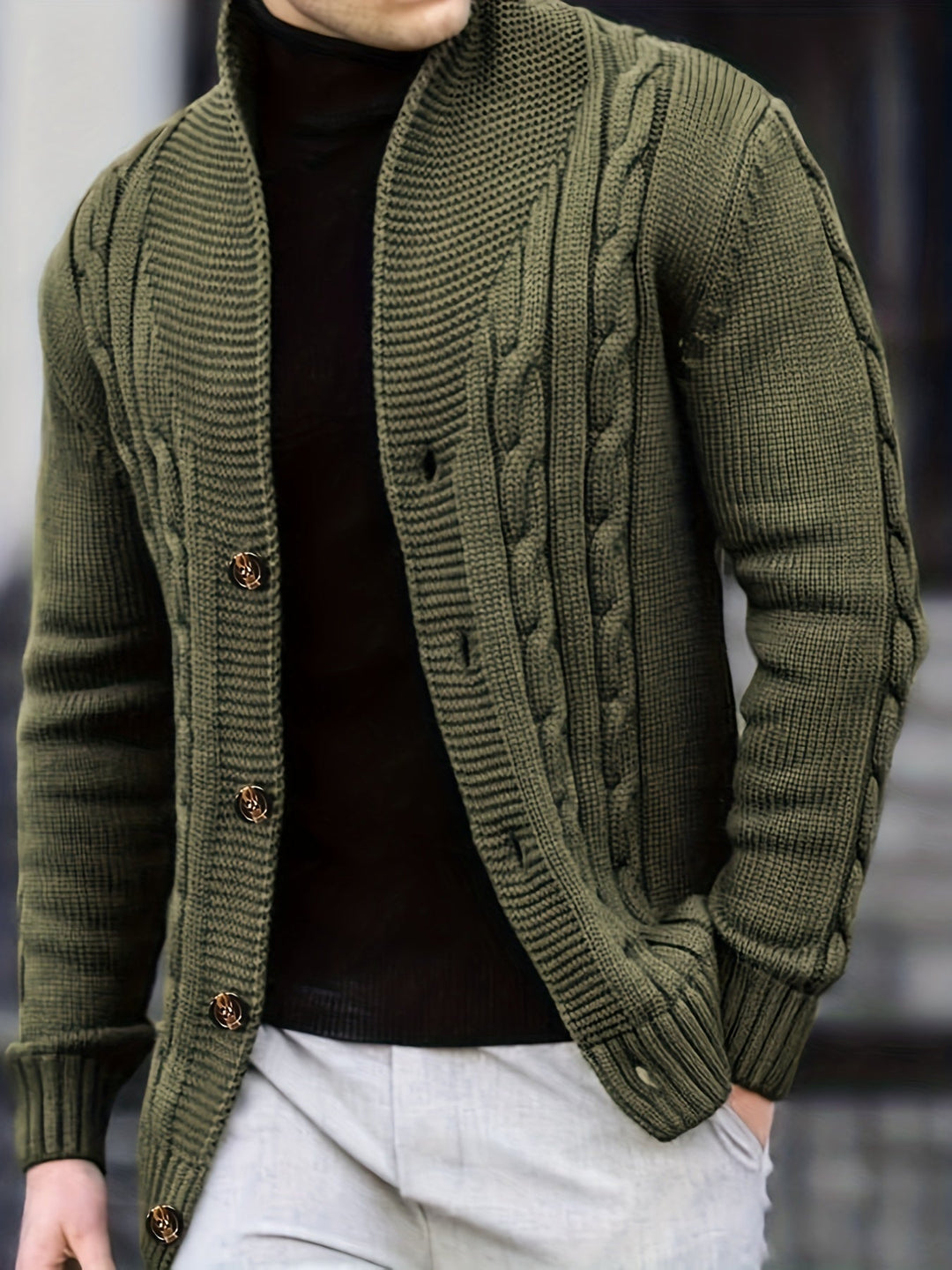 Drune | Zopfstrickjacke mit Knöpfen