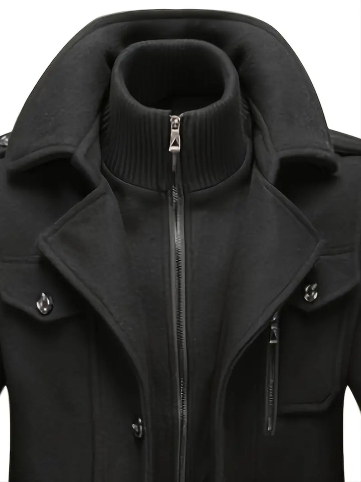 Drune | Business Wollmantel mit Doppelkragen für Herbst/Winter