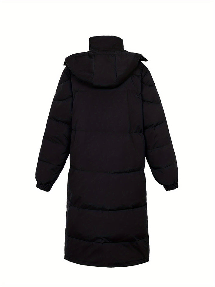 Drune |  Lange Gepolsterte Schwarze Kapuzen Baumwollmaterial Winterjacke Für Herren - Perfekt für Outdoor-Aktivitäten