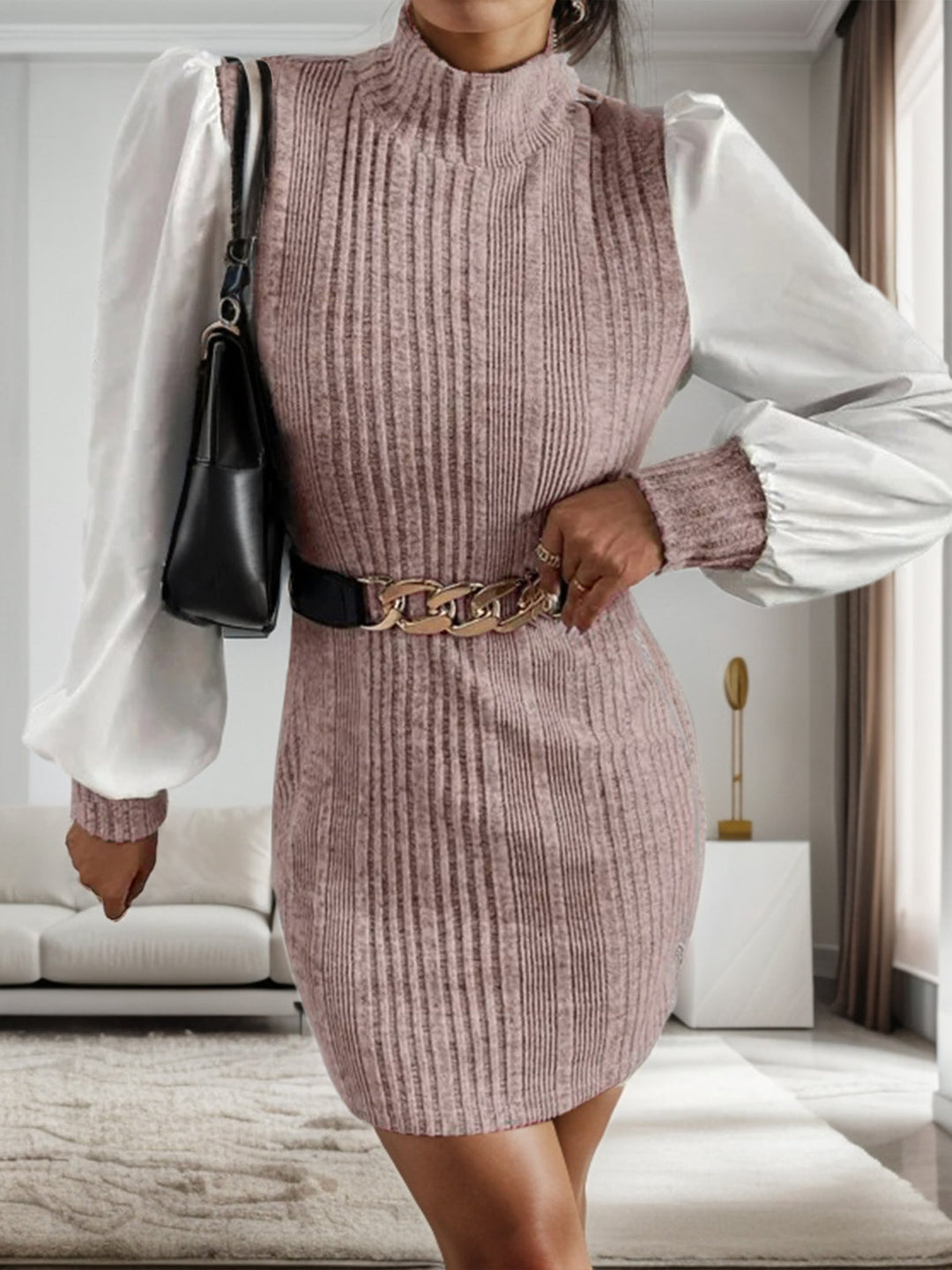 Drune | Stilvolle Herbst Gerippte Pullover Kleid Für Frauen