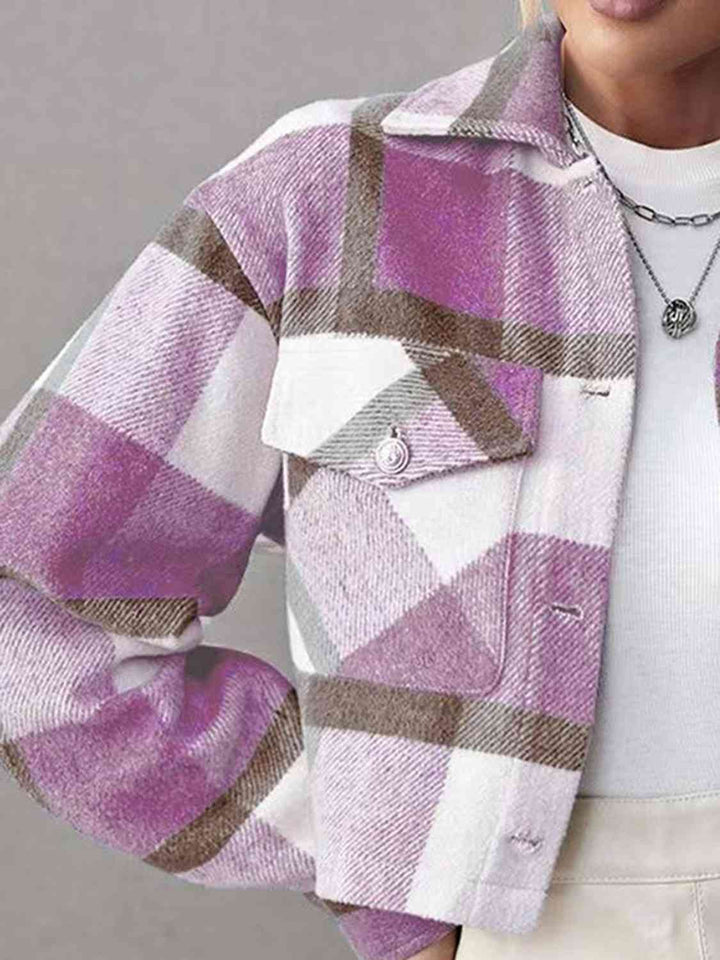 Drune | Karierte Kragenknopf Jacke