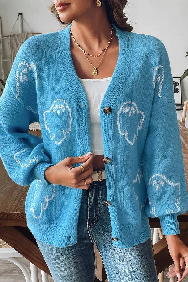Drune | Lockere lässige Cartoon Jacquard-Jacke