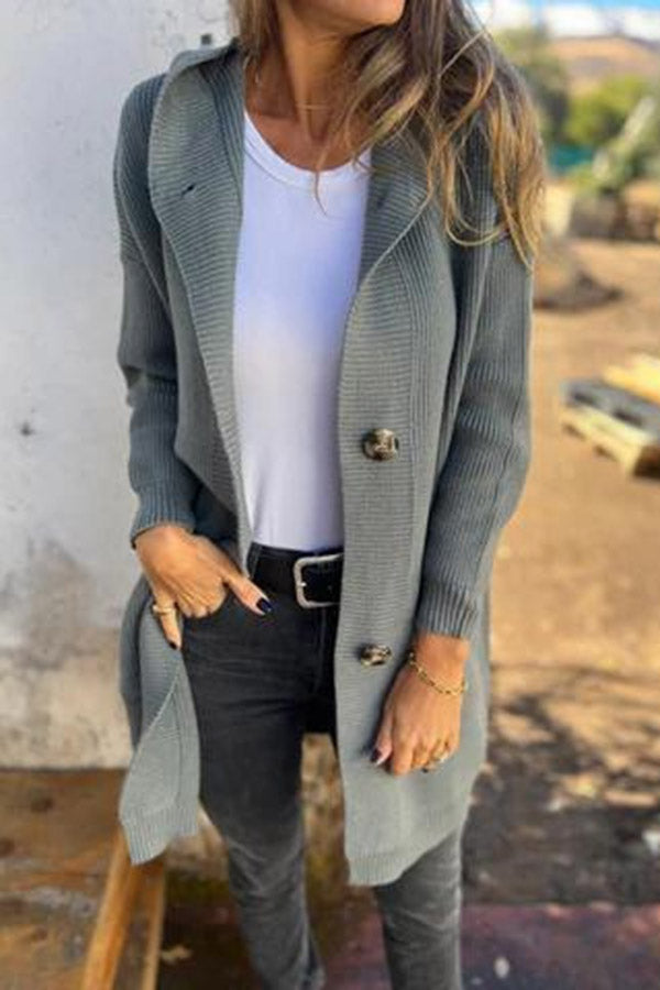Drune | Lässiger Herbst Strickcardigan mit Kapuze für Frauen