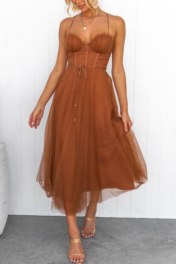 Drune | Maxi Kleid Elegantes Fließendes Design V-Ausschnitt Ärmellos Leichtes Gewebe