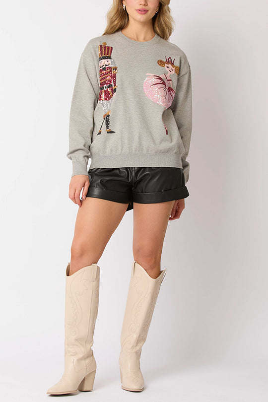 Drune | Weihnachtssoldat Pailletten Mode Lässiger Sweatshirt