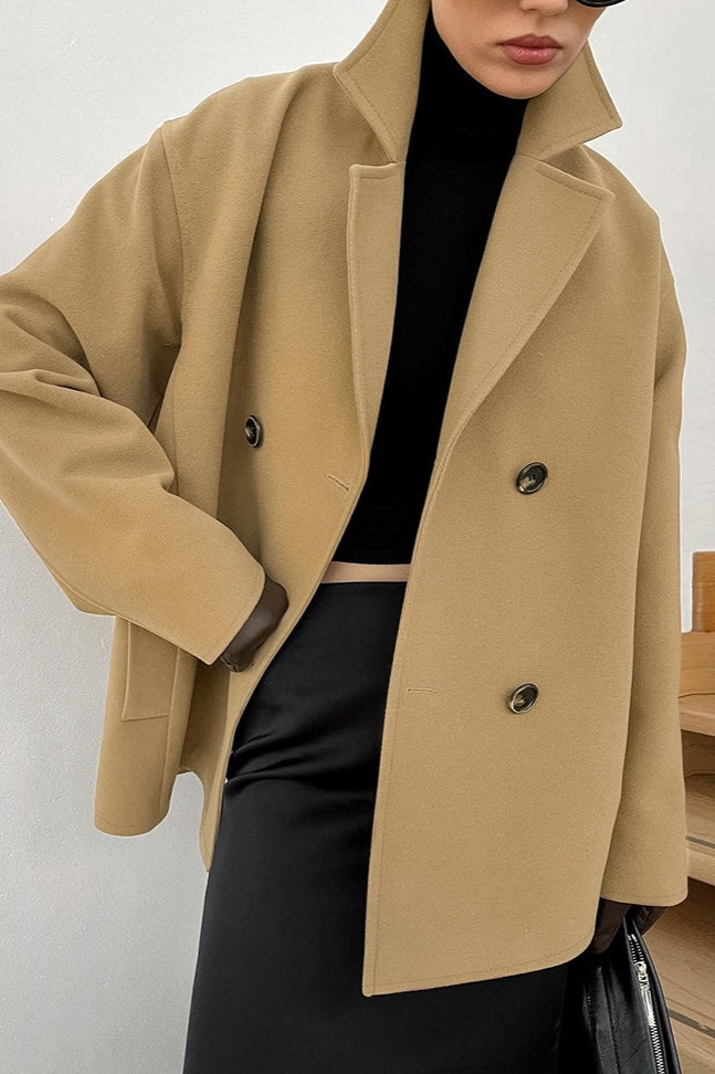 Drune | Braune Doppelreiher-Wolljacke