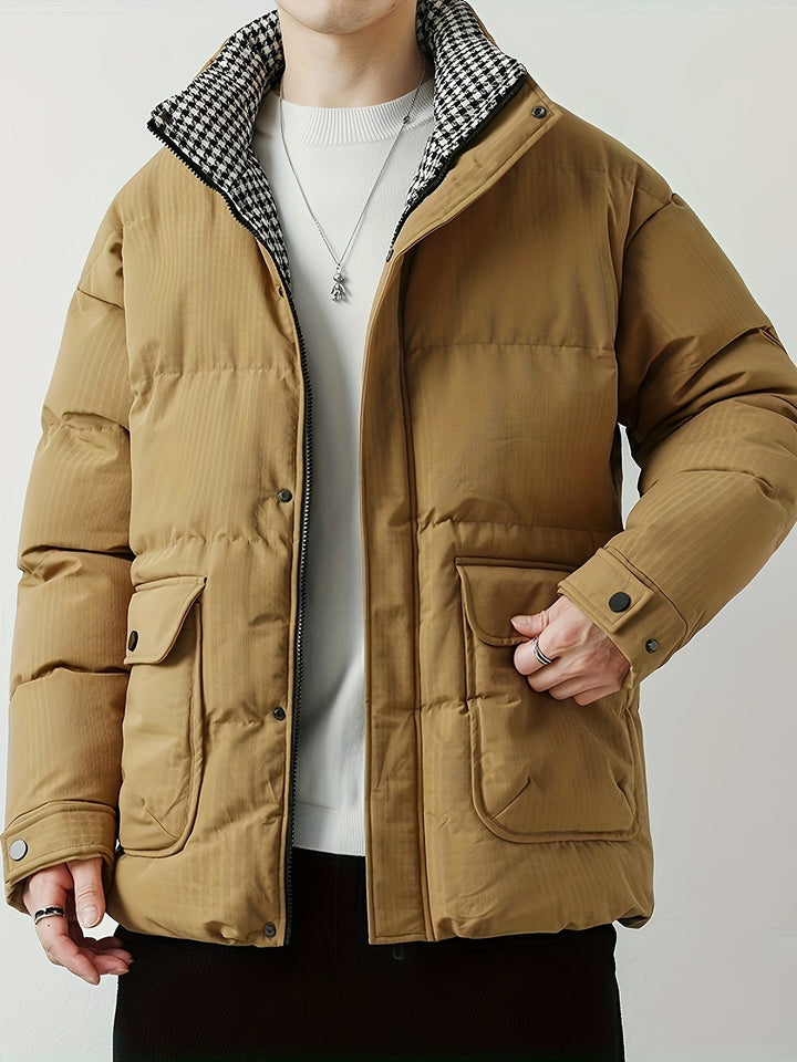 Drune |  Herren Winterjacke mit Stehkragen - Warme Übergangsjacke mit großen Taschen & Druckknöpfen