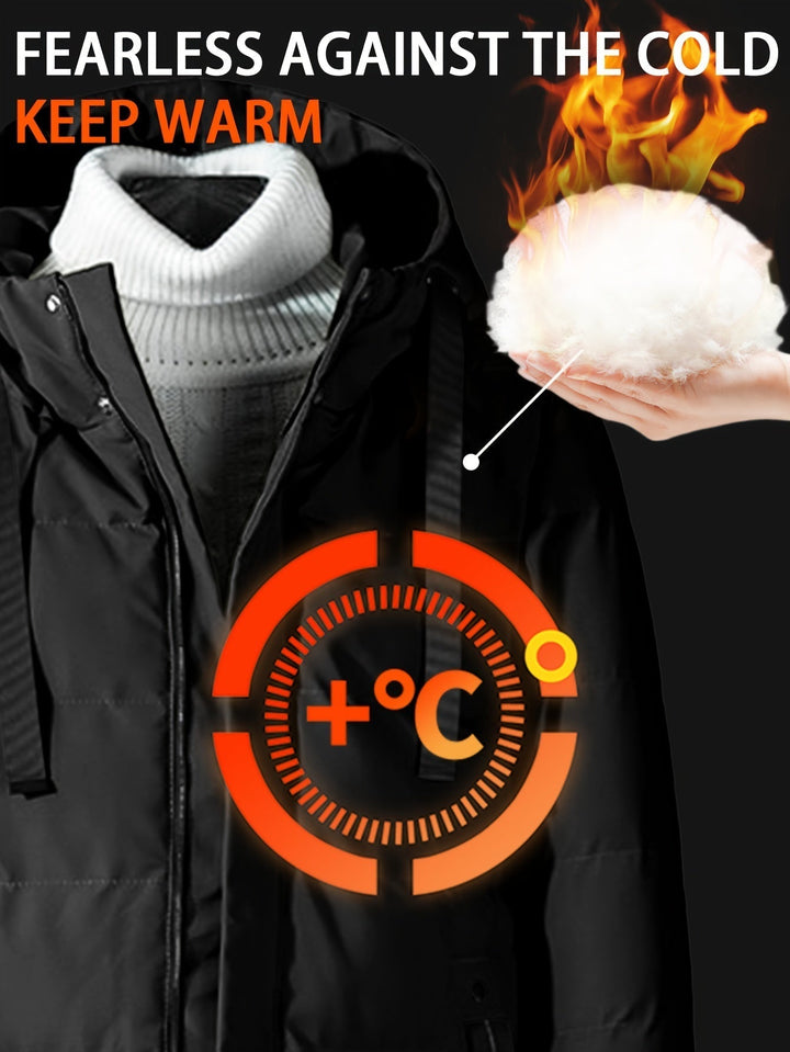 Drune | Winddichte Mittellange Reißverschluss Kapuzen Winterjacke - Ideal für Winter