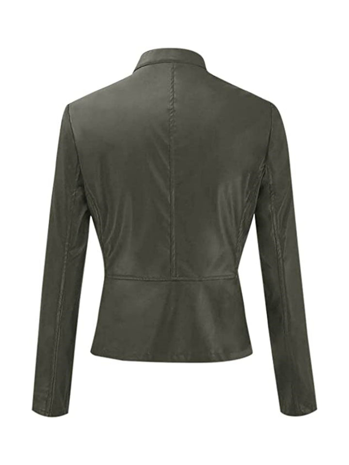 Drune | Reißverschluss Vorne Kunstleder Cropped Jacke