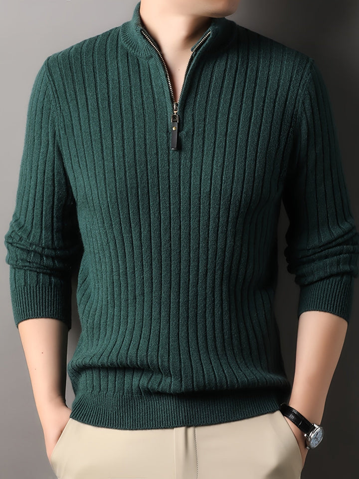 Drune | Strickpullover mit Hohem Kragen und Reißverschluss Geripptes Design Weiches Material
