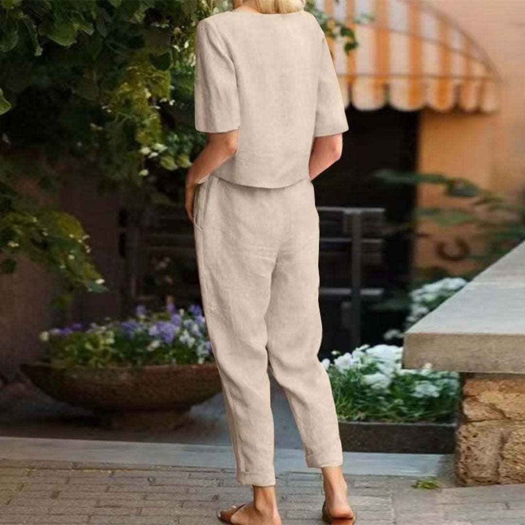 Drune | Übergroße Bluse Hose mit weitem Bein Retro zweiteiliges Set