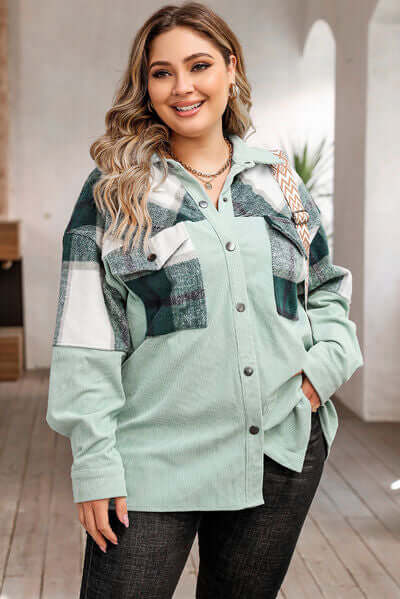 Drune | Plus Size Karos Shacket Jacke für Damen
