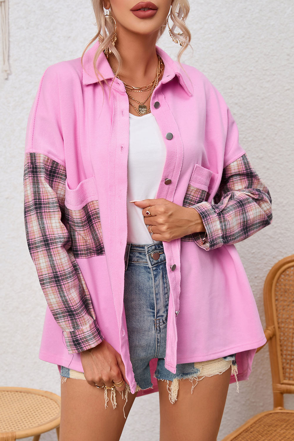 Drune | Gepunktete Flanellhemden Polyester und Baumwolle Einzigartiger Look