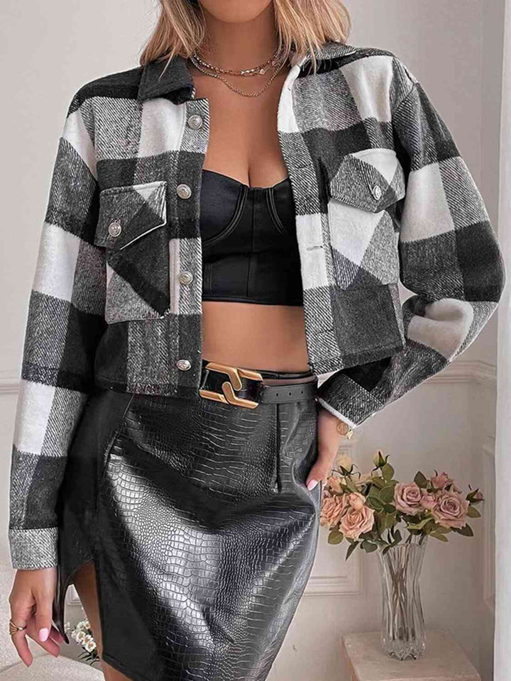Drune | Karierte Kragenknopf Jacke