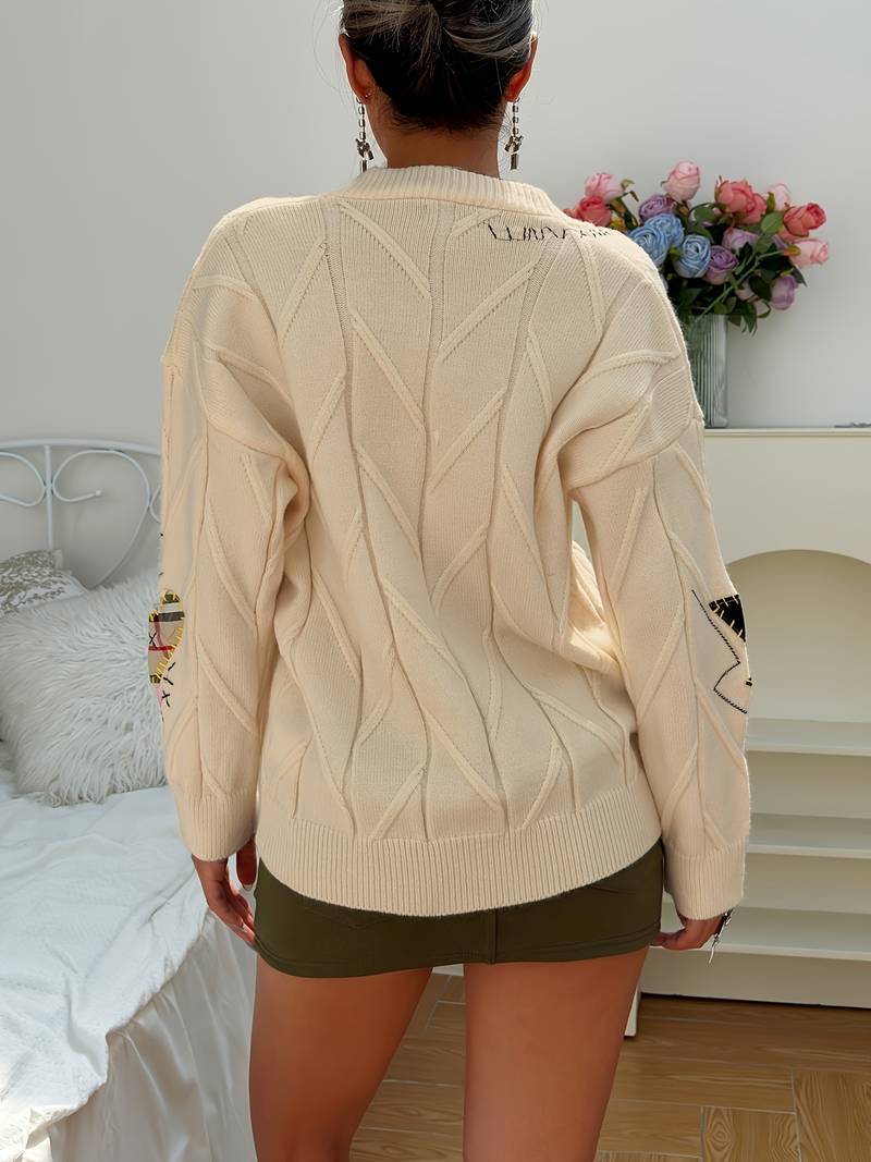 Drune | eleganter gestrickter Pullover mit Stickereien