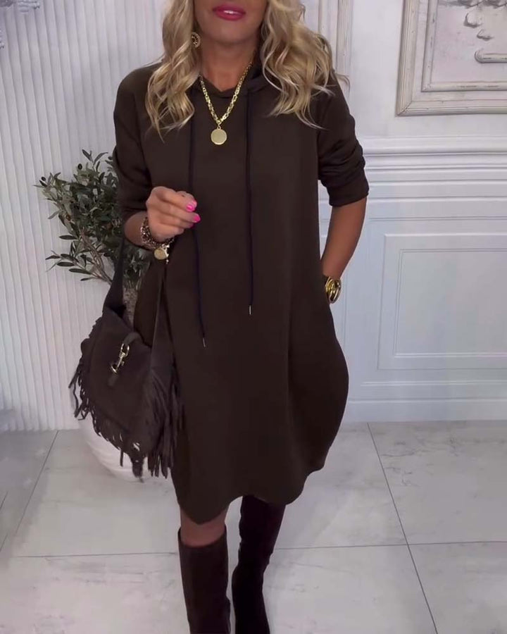 Drune | Uni Kleid mit Kapuze