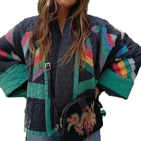 Drune | Vintage Bedruckte Lockere Blumen Baumwolljacke für Damen