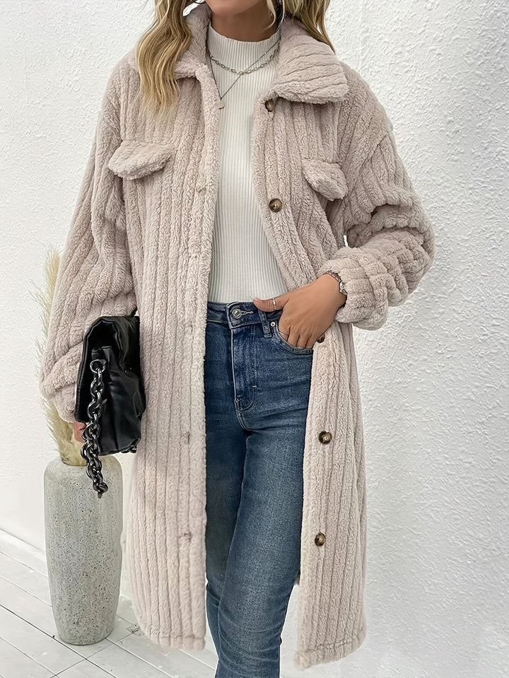 Drune | Lange, Weiche Samtjacke mit Knöpfen Polyester Warm und Bequem