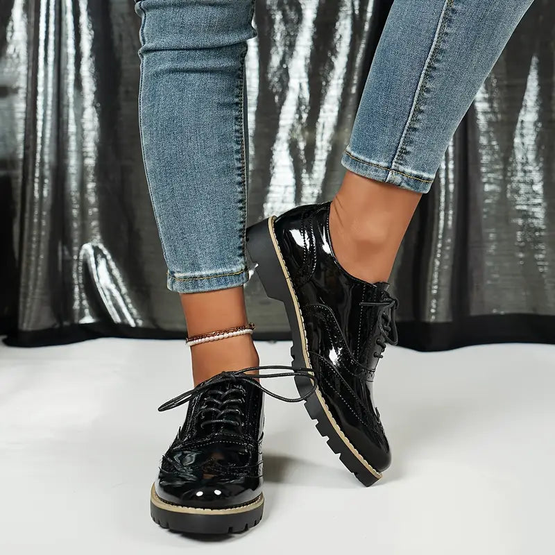 Drune | Lackschuhe Im Oxford-Stil mit Klobiger Sohle für Damen