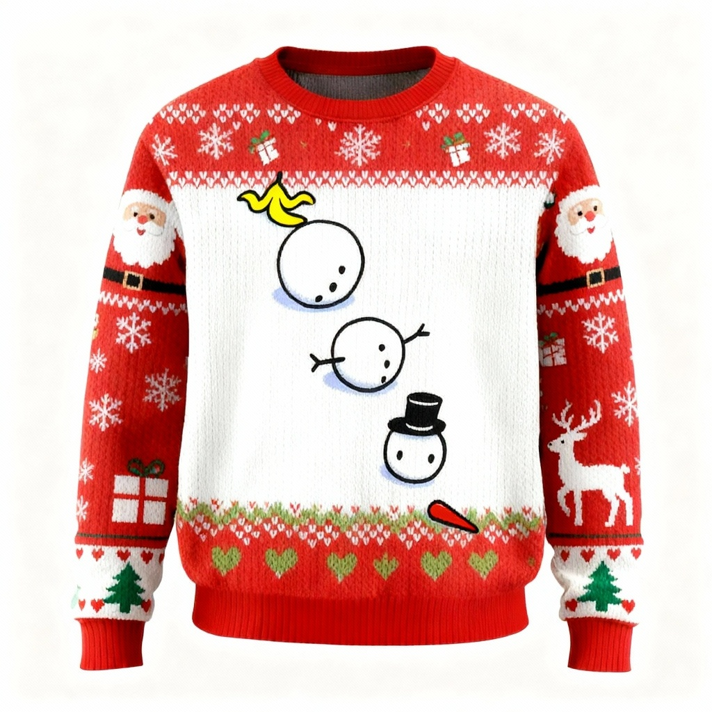 Drune | Lustiger Schneemann Muster Hässlicher Pullover - Unisex Weihnachtsfeier Notwendigkeit