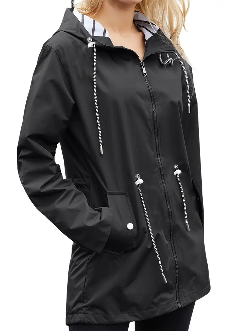 Drune | Lässiger Wasserdichter Hoodie mit Langen Ärmeln, Knie-Lang für Frauen Perfekt für Herbst und Winter