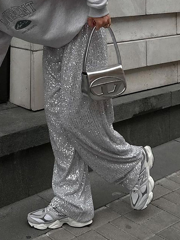 Drune | Y2k Weitem Bein Paillettenhose