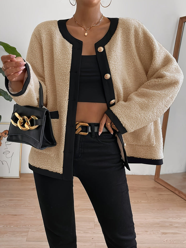 Drune | Kurze Jacke mit Kontrastdetails Polyester Stilvoll und Komfortabel