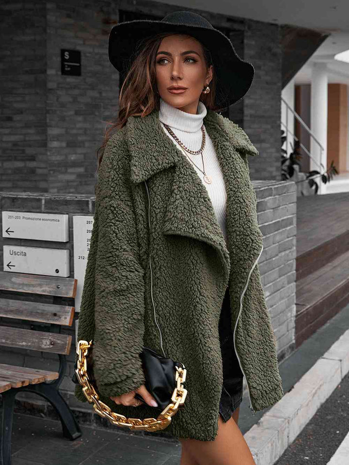 Drune | Double Take Zip up Teddy Jacke mit Kragen