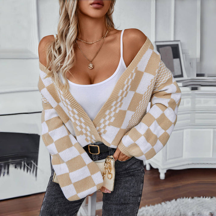 Drune | Karierter Strick Strickjacke