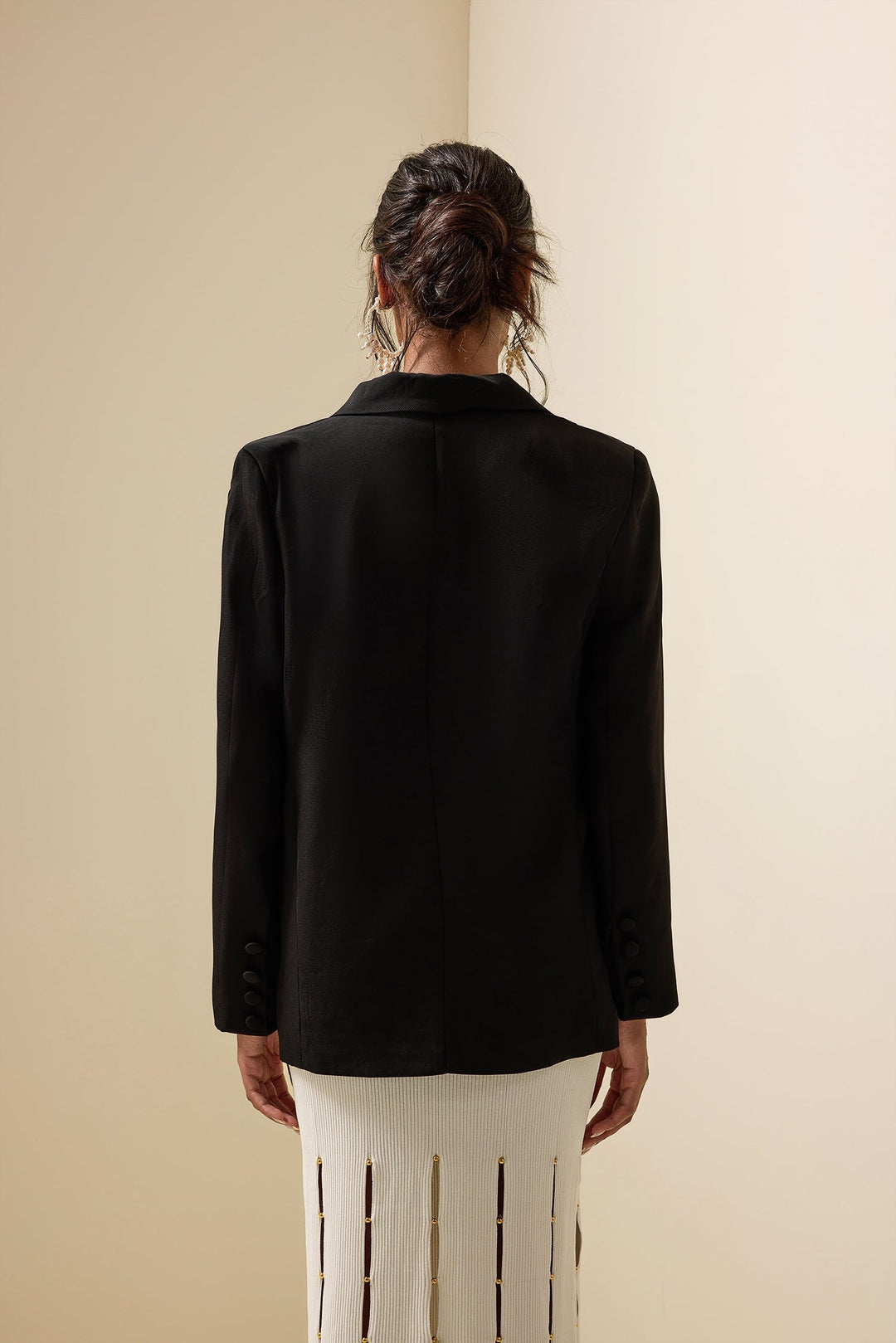 Drune | Floral contrast long-sleeved blazer jacket