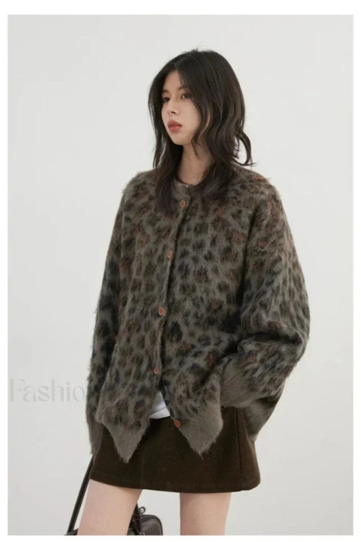 Drune | Leopardenmuster Einreiher Cardigan