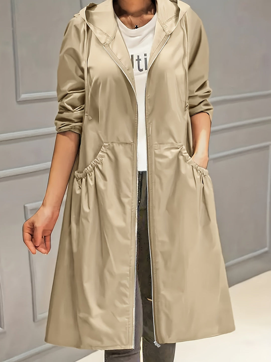 Drune | Vintage-Trenchcoat mit gegürteten langen Ärmeln für Damen - Perfekt für jeden Anlass