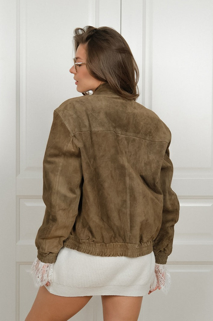 Drune | Vintage suede jacket with stand-up collar for stylish layering