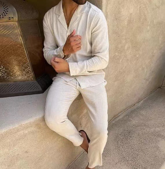 Drune | Lässiger Herrenanzug Mit Langarmhemd Und Slim Fit Hose