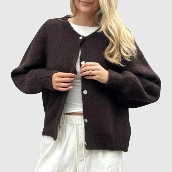 Drune | Damen Cashmere Cardigan mit Rundhalsausschnitt und Knopfverschluss