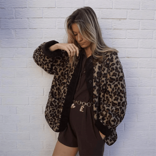 Drune | Print Faux Fur Jacke - Boldes Statement Piece - Gemütlicher Übergroßer Schnitt - Herbst- & Winter-Chic