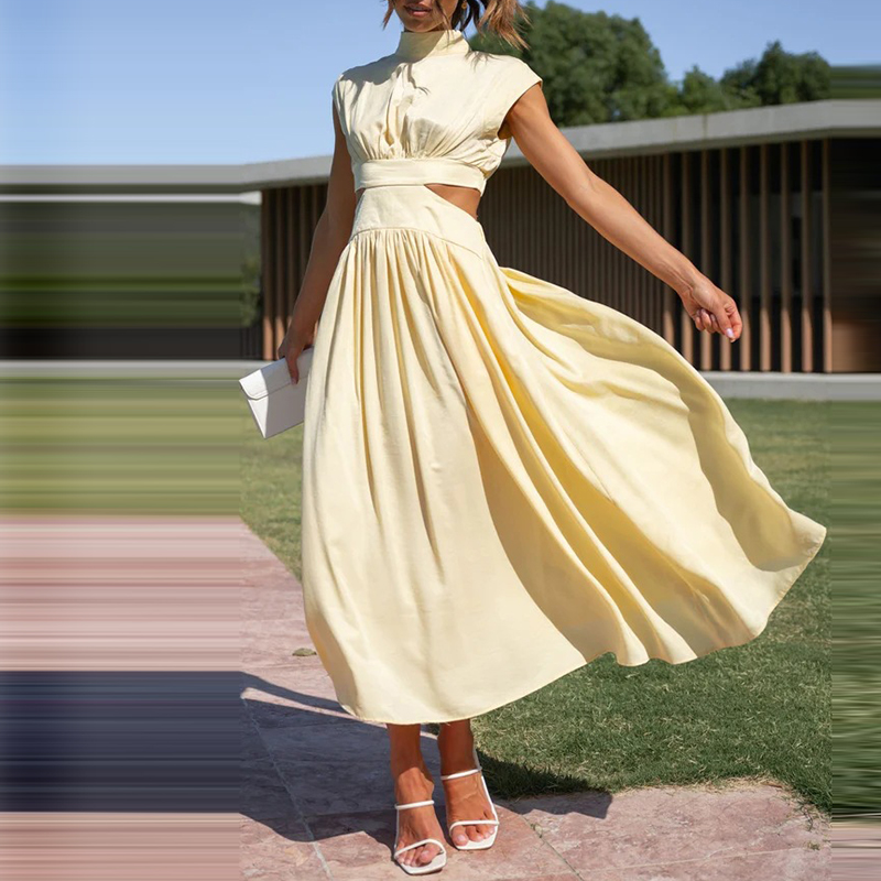 Drune - Midi-Kleid mit Cut-Outs und Plissee