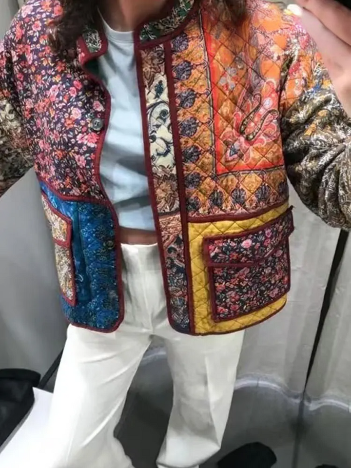 Drune | Floral Print Coat With Patchwork Pockets
